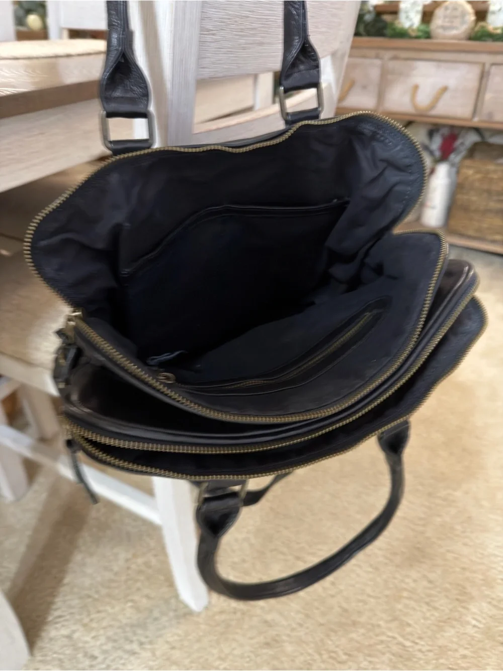 by Black Leather Men's Briefcase Tote